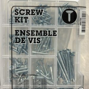 assorted size screws in a clear container with compartments for each size.