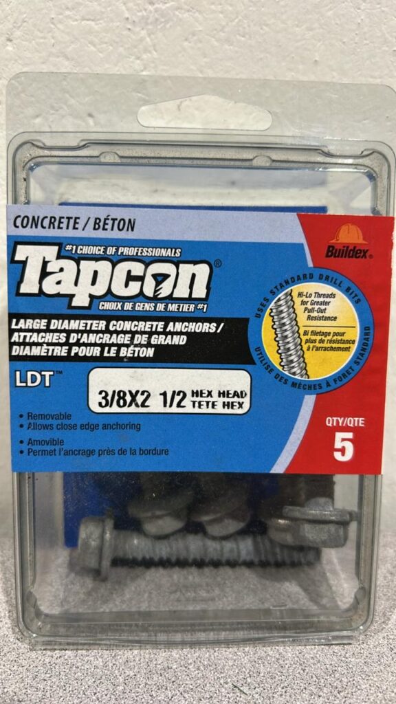 Box of Tapcon Concrete Screws 3/8 x 2 1/2 inch - 5 screws in package