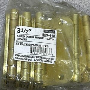 Picture of 3 1/2 inch Satin Brass door hinges- package of 10 hinges